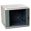 Wall-mounted 19" rack cabinet, 15U, glass door, 600mm d., flat pack