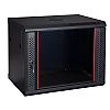 Wall-mounted 19" rack cabinet, 9U, glass door, 440mm, black