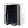 Wall-mounted 19" rack cabinet, 15U, glass door, 540mm d.