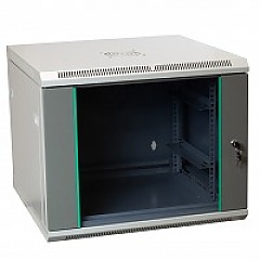 Wall-mounted 19" cabinet, 15U, glass door, 760x600x600 mm, flat pack