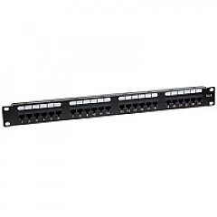 Patch panel, 24-port, UTP, cat. 6, 1U, 19", Dual block, w/cable holder
