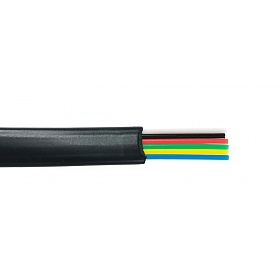 Telephone flat cable, 6 wires, 6C, 12/7, black, 100 m/R