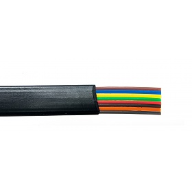 Telephone flat cable, 8 wires, 8C, 12/7, black, 100 m/R
