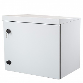 Wall-mounted IP65 19" rack cabinet, 9U, steel door, 430mm d.