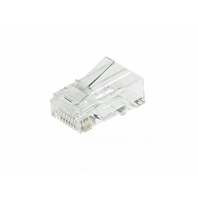 Modular male connector, 8P8C (RJ-45), round, cat. 6, throughconnector (EZ type)