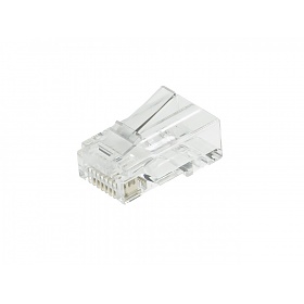 Modular male connector, 8P8C (RJ-45), round, cat. 5e, throughconnector (EZ type)