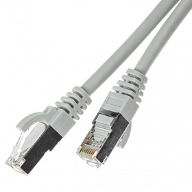 Patch cable S/FTP (PiMF) cat. 6A,  0.25 m, grey