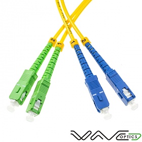 Fiber optic patch cord, SC/APC-SC/UPC, SM, 9/125 duplex, G652D fiber 3.0mm, L=10m