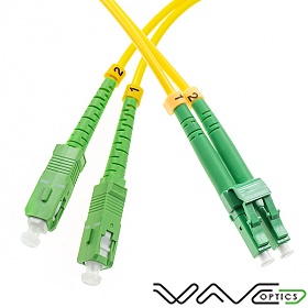 Fiber optic patch cord, SC/APC-LC/APC, SM, 9/125 duplex, G652D fiber, 10m