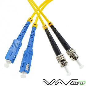 Fiber optic patch cord, SC/UPC-ST/UPC, SM, 9/125 duplex, G652D fiber 3.0mm, L=10m