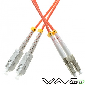 Fiber optic patch cord, SC/UPC-LC/UPC, MM, 50/125 duplex, OM2 fiber 3.0mm, L=15m