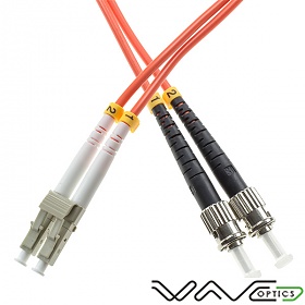 Fiber optic patch cord, LC/UPC-ST/UPC, MM, 50/125 duplex, OM2 fiber, 15m