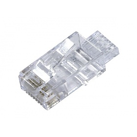 Modular male connector, 8P8C (RJ-45), round, solid, cat. 6