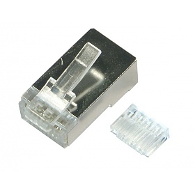 Modular male connector, 8P8C (RJ-45), round, solid, cat. 6, shielded