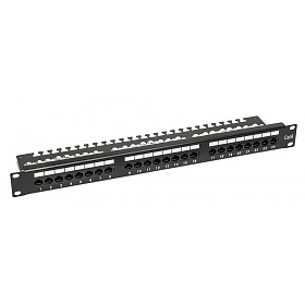 Patch panel, 24-port, UTP, cat. 6, 1U, 19", Krone type, w/cable holder