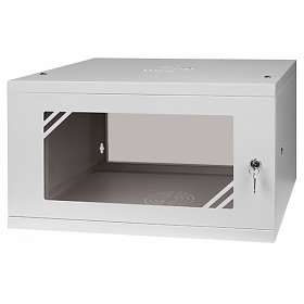 Wall-mounted 19" cabinet, 4U, glass door, 230 x 545 x 450 mm, flat pack