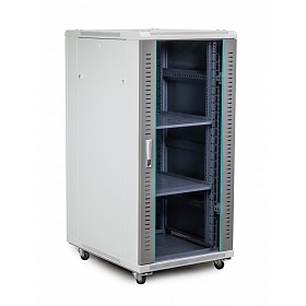 Floor-standing 19" rack cabinet, 25U, glass door, 800mm