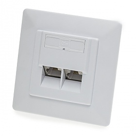 Wall plate mount box, cat. 5e, 2x RJ-45, STP