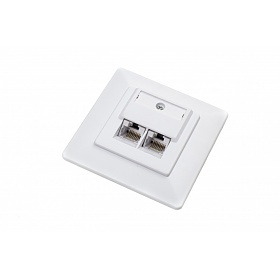 Wall plate mount box, cat. 5e, 2x RJ-45, UTP