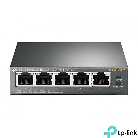 Unmanaged switch, 5x 10/100/1000 RJ-45, PoE (TP-Link TL-SF1005P)