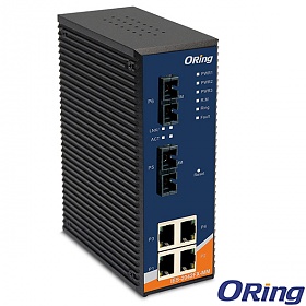 IES-2042FX-MM-SC, Industrial 6-port lite-managed Ethernet switch, DIN, 4x 10/100 RJ-45 + 2x 100 MM SC, O-Ring <10ms