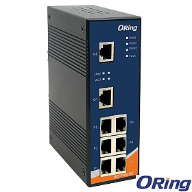 IES-1062GT, Industrial 8-port Unmanaged Ethernet Switch, DIN, 6x 10/100 RJ-45 + 2x 10/1000 RJ-45