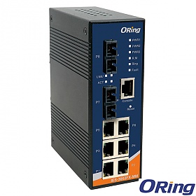 IES-3062FX-MM-SC, Industrial 8-port managed Ethernet switch, DIN, 6x 10/100 RJ-45 + 2x100 MM SC, O/Open-Ring <10ms