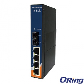 IES-1041FX-MM-SC, Industrial Slim Type 5-port Unmanaged Ethernet Switch, DIN, 4x 10/100 RJ-45 + 1x 100 MM SC, slim housing