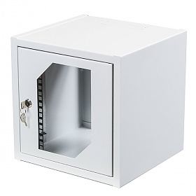 6U rack cabinet, rack 10", wall-mounted, glass door, 322 x 322 x 300mm