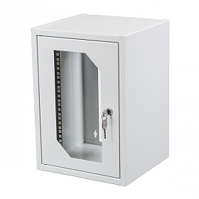 9U rack cabinet, 10", wall-mounted, glass door, 454x322x300mm