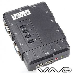 Desktop KVM switch, Wave KVM, 4 to 1, USB, audio