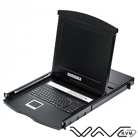 KVM LCD console, Wave KVM  , 19", 8-port KVM, 1U, dual rail