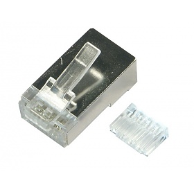 Modular male connector, 8P8C (RJ-45), round, stranded, cat. 6, shielded