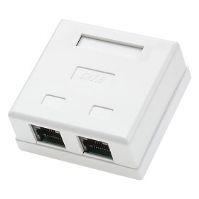 Surface-mount box, cat. 6, 2x RJ-45, UTP, clipped