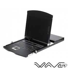 KVM LCD modular console, Wave KVM, 17", cat.5, 8-port KVM, 1U, single rail