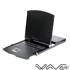KVM LCD modular console, Wave KVM, 19", cat.5, 8-port KVM, 1U, single rail