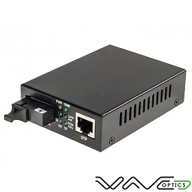 Media converter 10/100/1000 Mbps RJ-45/SC, SM 1550nm, 20km, WDM (Wave Optics, WO-KB-SWS-020K-B)