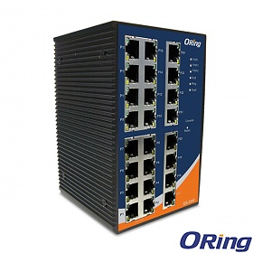 IES-3240, Industrial 24-port managed Ethernet switch, DIN, 16x 10/100 RJ-45, O/Open-Ring <10ms