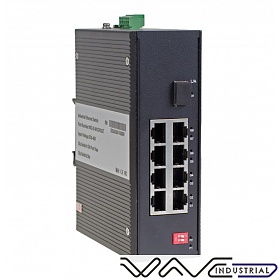 Unmanaged industrial switch, 8x 100/1000 RJ-45+ 1x 1000 SFP (Wave Industrial WO-IS-M1GF8GT)