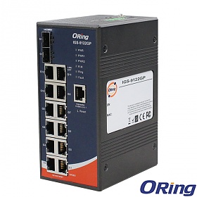 IGS-9042GP, Industrial Managed Switch, DIN, 12x 10/1000 RJ-45 + 2x100/1000 SFP w/DDM, O/Open-Ring <30ms