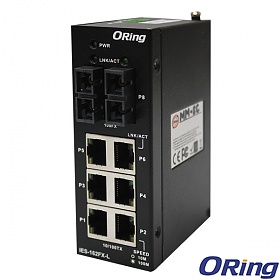 IES-162FX-MM-SC-L, Industrial Unmanaged Switch, DIN, 6x 10/100 RJ-45 + 2x 100 MM SC (ORing IES-162FX-MM-SC-L)