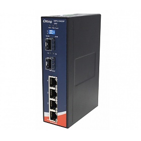 IGPS-1042GP-24V, Industrial 6-port unmanaged Gigabit PoE Ethernet switch, DIN, 4x 10/1000 RJ-45 P.S.E. + 2x 1000 SFP