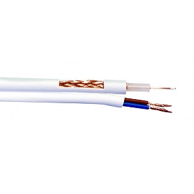 Coaxial cable YAp RG59 + 2 x power cable 1mm2, white, 100m