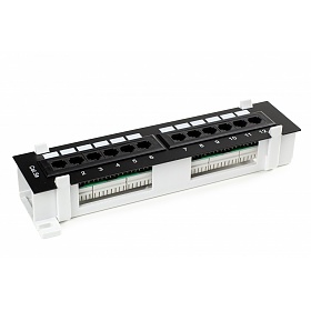 12 port patch panel, UTP, cat. 5e, wall-mounted, dual-block type