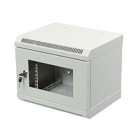 6U cabinet, rack 10", wall-mounted, glass door, 290 x 350 x 280 mm