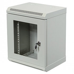 9U rack cabinet, 10", wall-mounted, glass door, 280mm