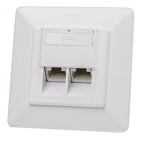 Wall plate mount box, cat. 5e, 2x RJ-45, UTP