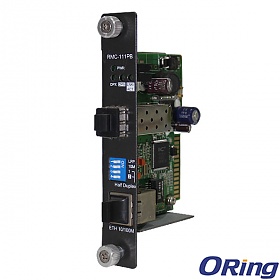 RMC-111PB, Industrial Rack mount card type Ethernet to fiber media converter, 1x 10/100Base-TX + 1x 100Base-FX fiber (SFP), LFP