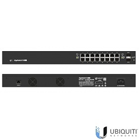 Ubiquiti ES-16-150W, Managed switch, 16x 10/1000 RJ-45, 2x 100/1000 SFP, PoE+, 19"