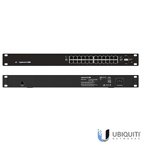 MUbiquiti ES-24-500W, anaged switch, 24x 10/1000 RJ-45, 2x 100/1000 SFP, PoE+, 19"